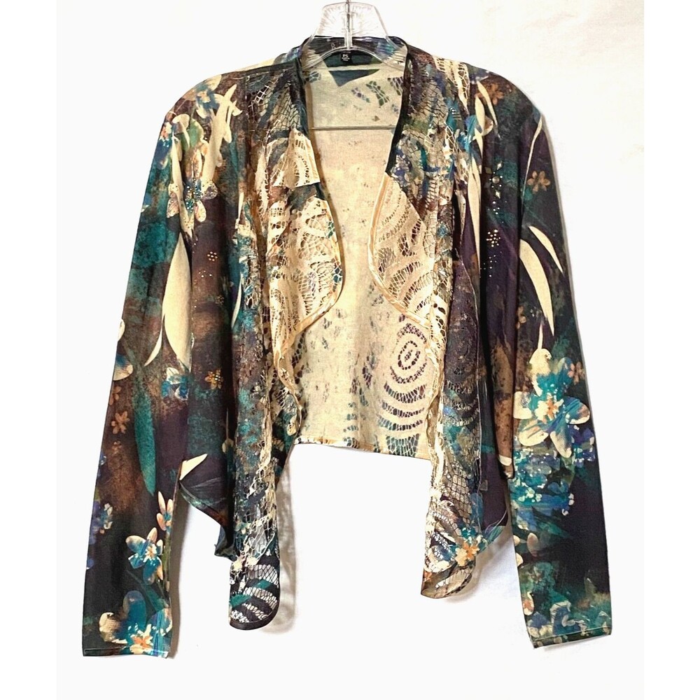 B.L.E.U. Petite Shrug Sweater Women S Petite Multicolor Tie Dye Embellished Flaw